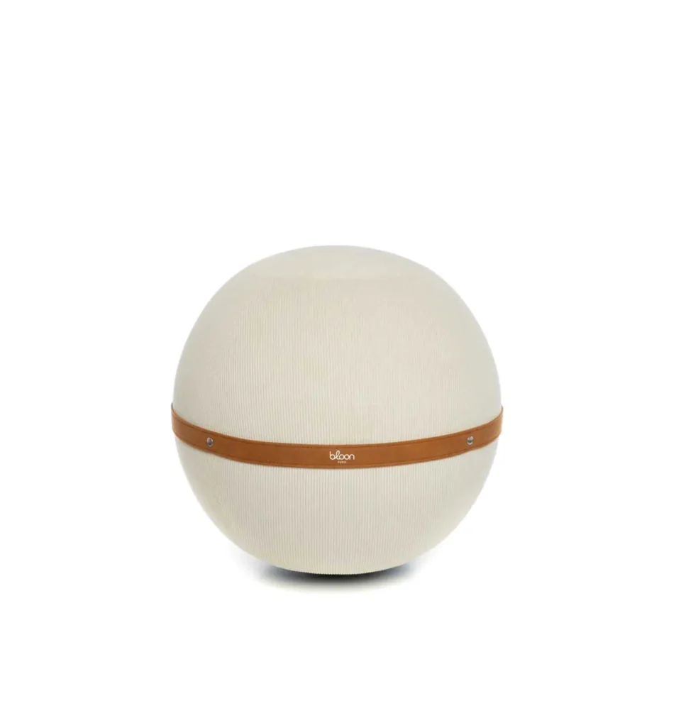 pouf rond en velours swiss ball ballon de gymnastique bloon blanc en velours cotelé