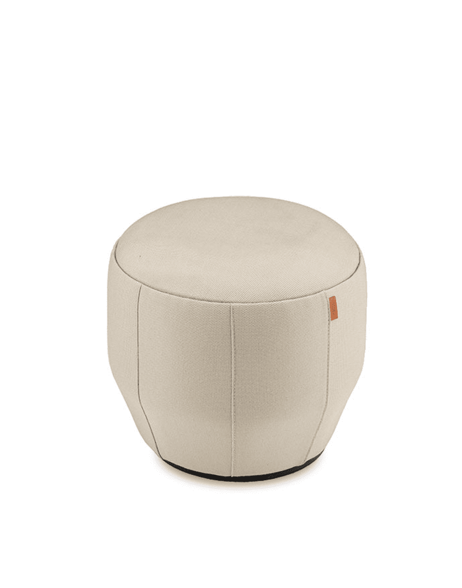 Pouf haut de gamme beige avec poignée en cuir en tissus pour entreprises, bar et restaurant en extérieur différentes tailles