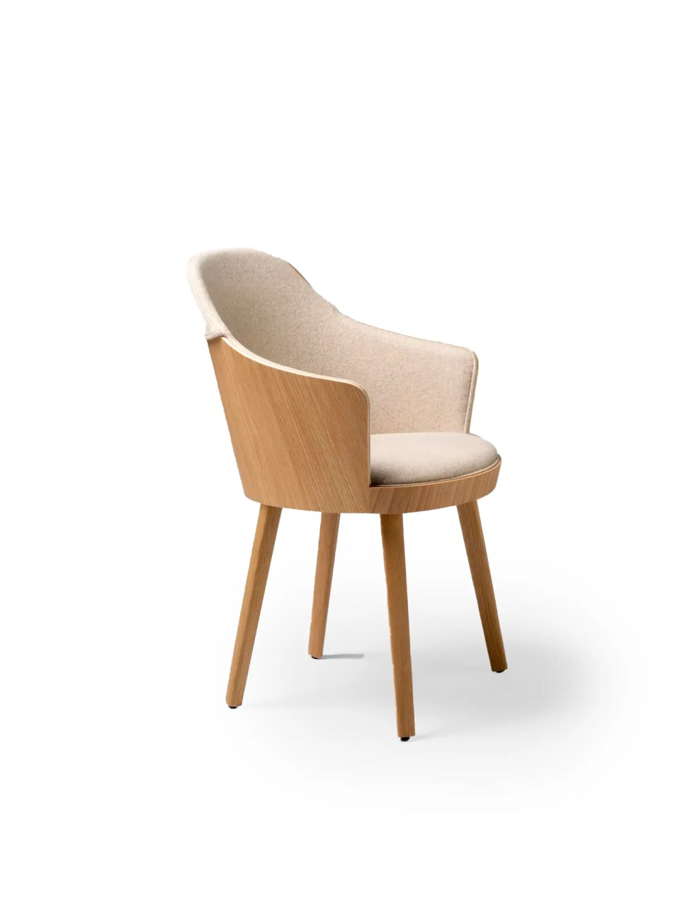 chaises en bois et tissus avec accoudoirs design beige et bois de chêne pour restaurants, cafétéria et bar