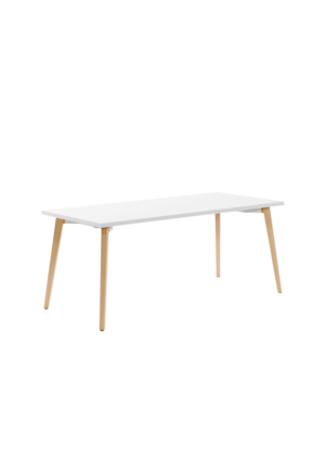 bureau individuel pieds bois plateau blanc