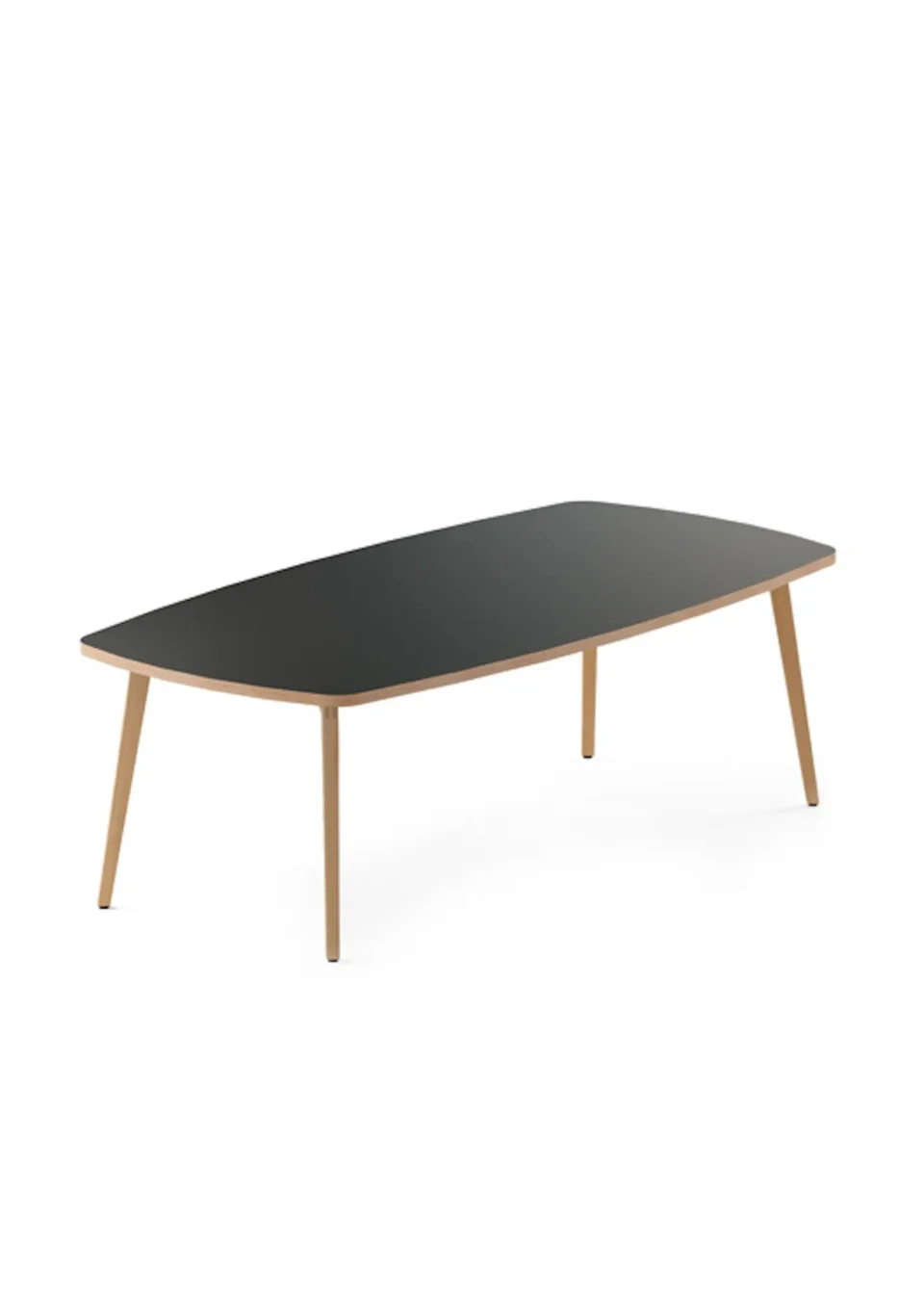 table de réunion modulaire de 6, 8, 10 ou 12 personnes, plateau noir et pieds bois