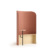 Alcôve acoustique design de couleur rose et bois, avec table et banquette