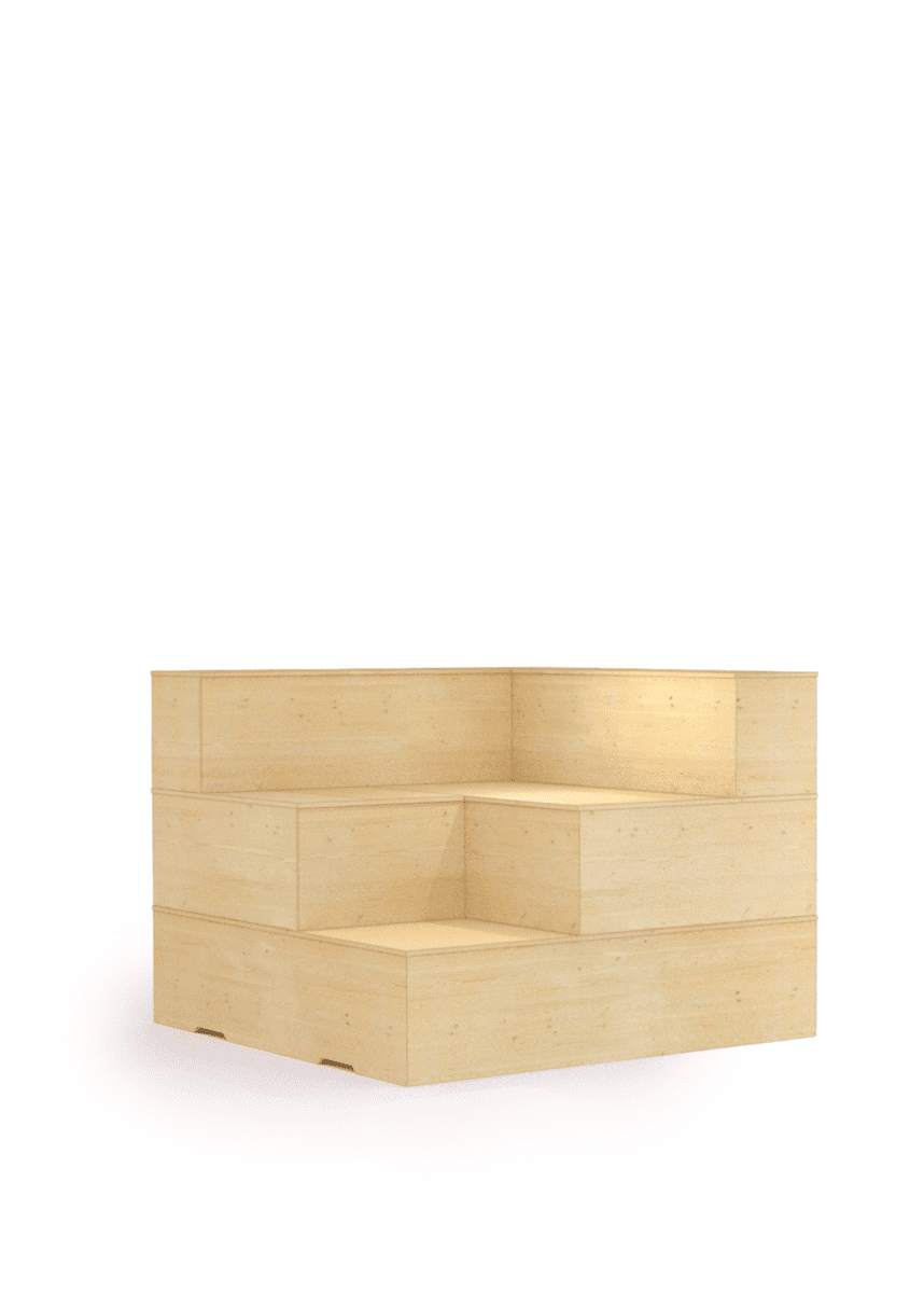 gradins de coworking sur mesure en bois - module d'angle