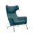 fauteuil design haut de gamme avec repose pieds pouf assorti, structure noire et design enveloppant sur fond blanc