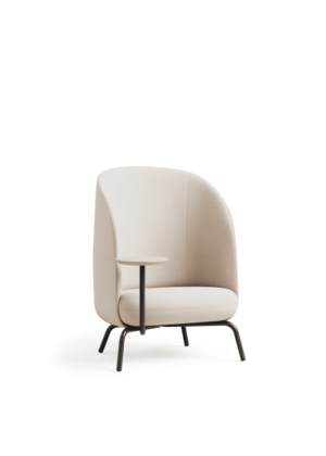 fauteuil acoustique pour une personne beige avec tablette pour coworking