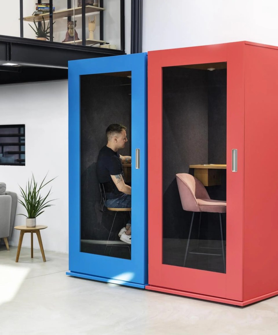 Phone booth cabine acoustique individuel, pod acoustique pour téléphoner, cabine téléphonique de bureau dans un open space pour réduire le bruit