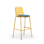tabouret haut extérieur de bar en métal empilable jaune avec coussin d'assise rembourré