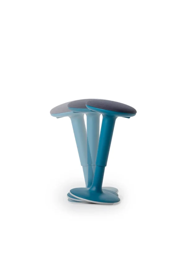 tabouret rond réglable en hauteur rembourré bleu