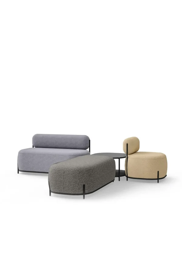 Pouf d'intérieur design 1 place ou 2 place jusqu'à 4 places, avec ou sans dossier, avec table basse assortie