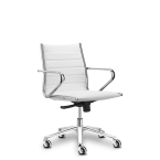 chaise de réunion fauteuil manager en cuir blanc et chrome