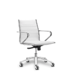 Moodboard 91 chaise de réunion fauteuil manager en cuir blanc et chrome