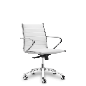 chaise de réunion fauteuil manager en cuir blanc et chrome