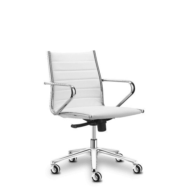 chaise de réunion fauteuil manager en cuir blanc et chrome