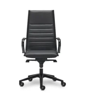 fauteuil de direction luxe dossier haut en cuir blanc ou noir sur fond blanc roulettes chromé