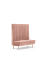 Moodboard 68 banquette modulaire de restaurant en velours rose, avec pieds en bois, banquette de restaurant chic