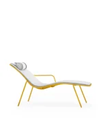 Chaise longue jardin metal jaune avec coussins