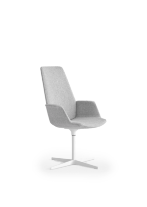 Fauteuil Haut Dossier gris avec piètement blanc sur fond blanc