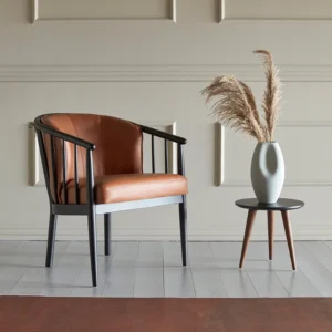 Fauteuil Restaurant Design Andrup cuir et bois