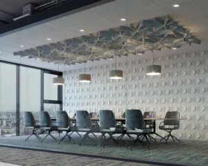 Revétement acoustique mural dans une salle de réunion