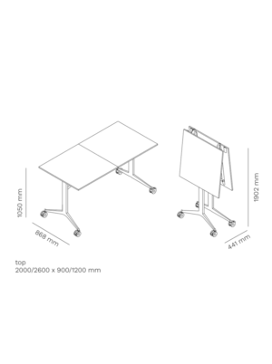 table pliante sur roulettes H105 Timmy Libro dimensions