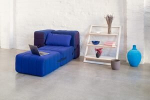 chauffeuse ou Canape modulable design velours bleu kurt