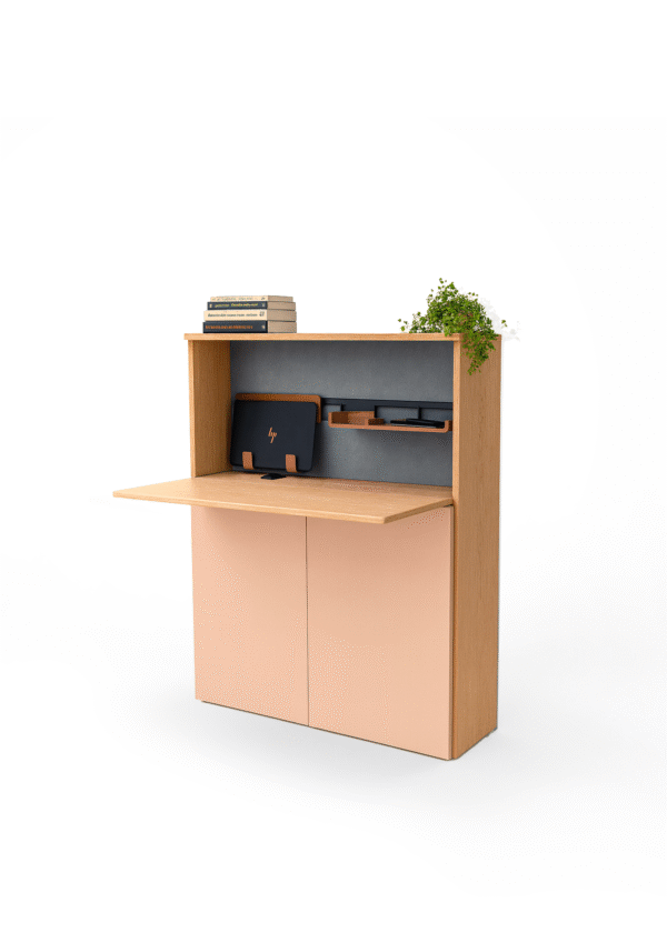 bureau mural rabattable startus compact avec rangement intégré.