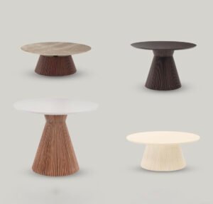 Table pied central conique en bois collection